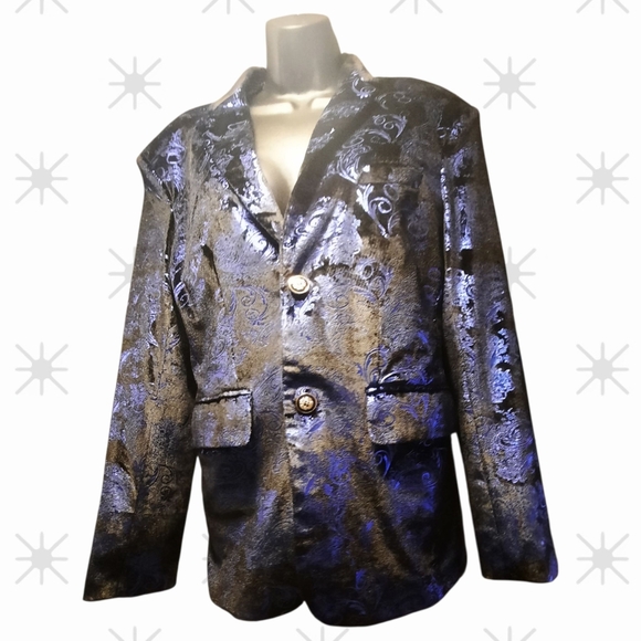 Elegant Women's Black and Blue Blazer - Picture 9 of 14